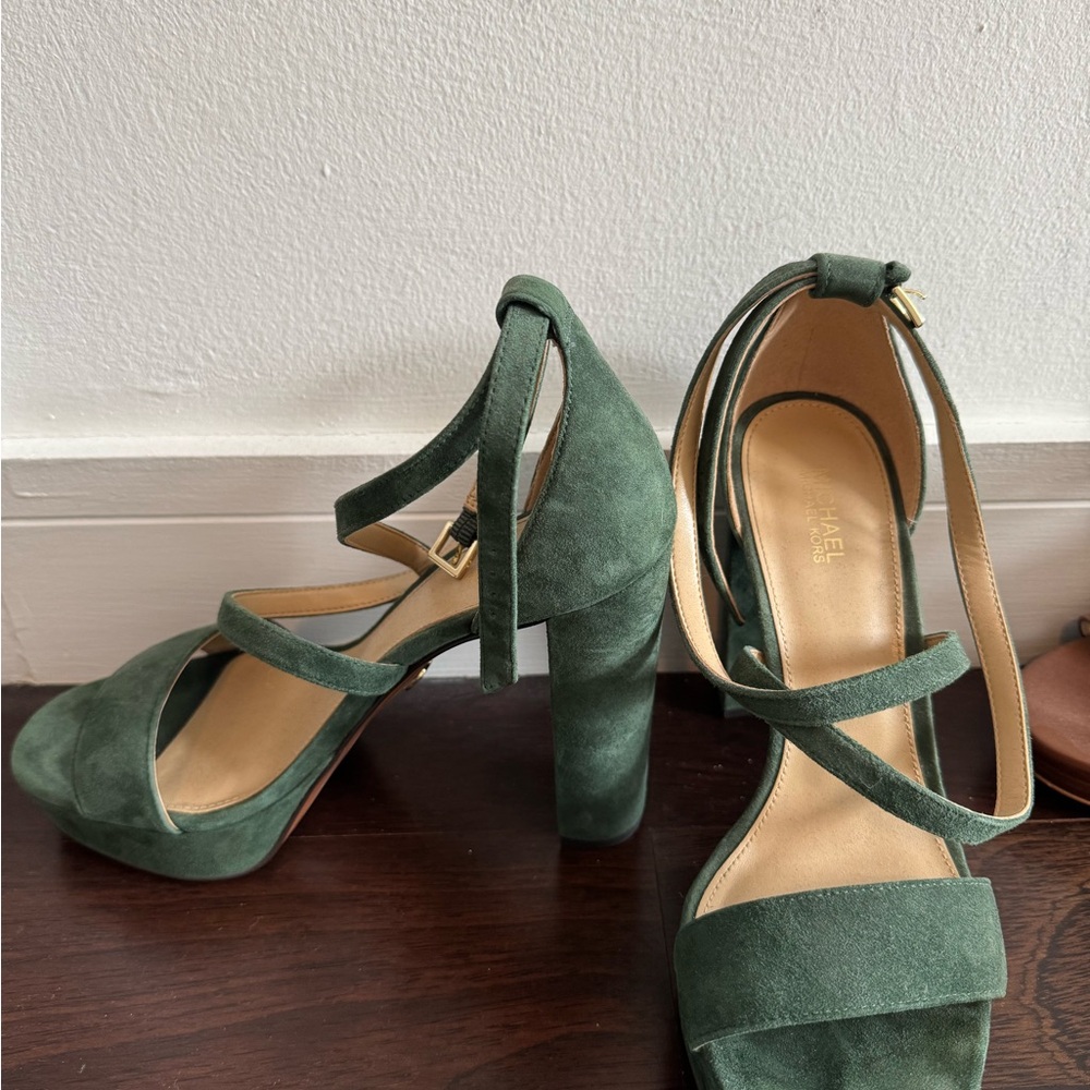 Michael Kors Forest Green Suede Heels
